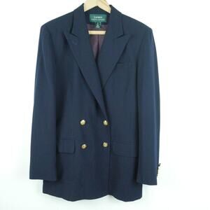 Ralph Lauren Size 6 Double Breasted Blazer Navy Blue Vintage 90s Preppy Heritage